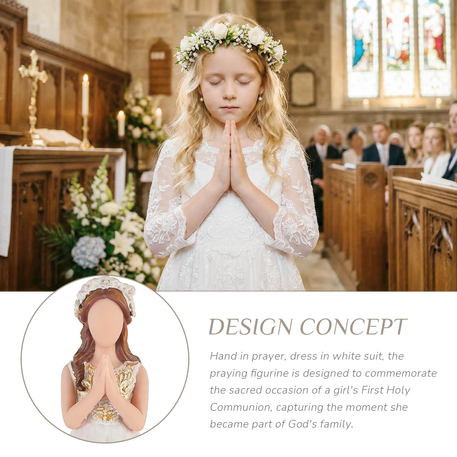 Storieme First Communion Gifts for Girls: 1st Holy Communion Decorations Keepsake Box with Rosary Cross Bracelet - Christian Religious Catholic Present for Baptism Confirmation