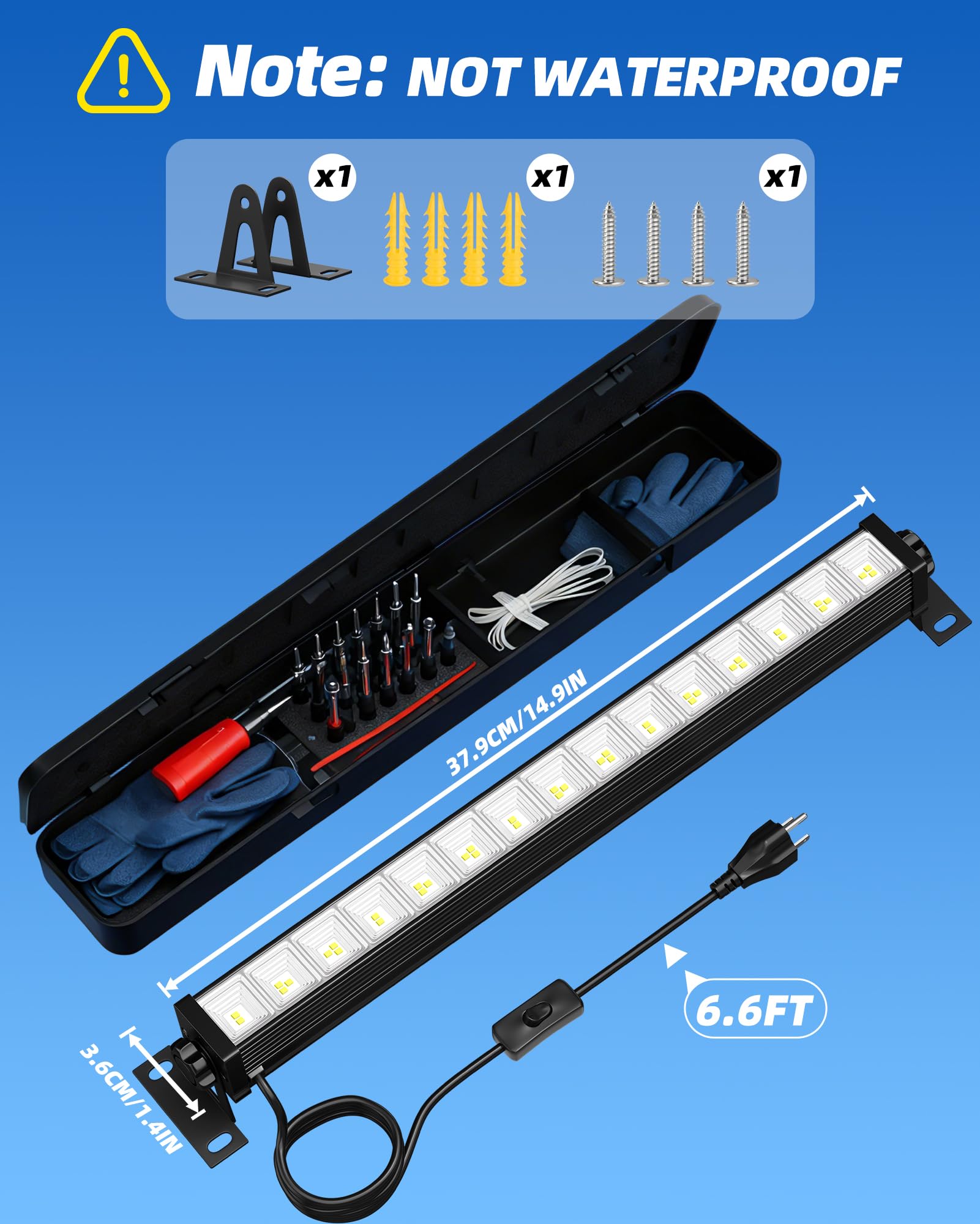 40W LED Shop Lights 5400LM 6000K Plug in Garage Lights with 6 6FT Power Cord Work Light for — view 7