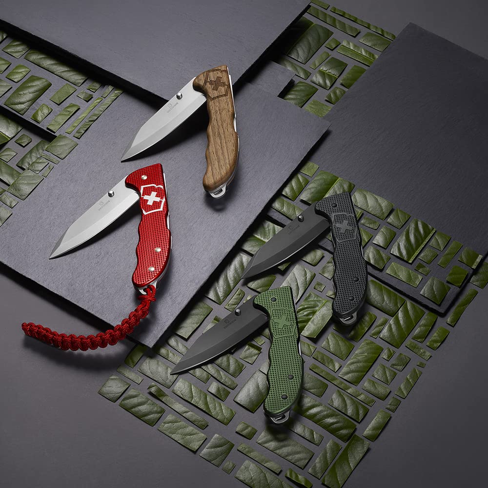 Victorinox Couteau Suisse Hunter Evoke BSH Alox, Couteau Pliant Outdoor, 4 Fonctions, y c. Lame 10 cm et Bouton, Olive