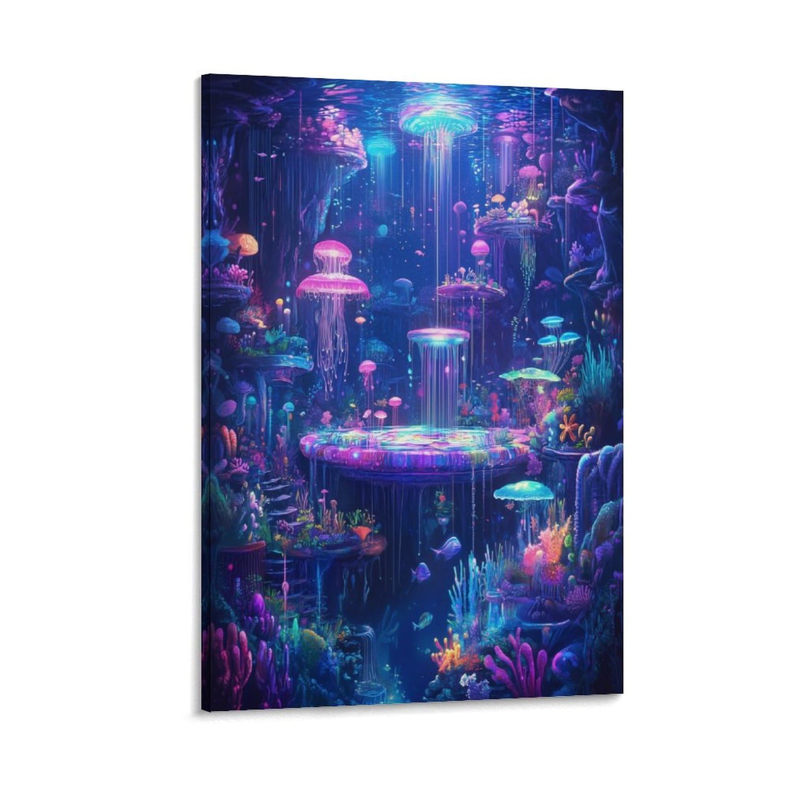 Méduse murale impression sur toile 50x75cm pour déco salon