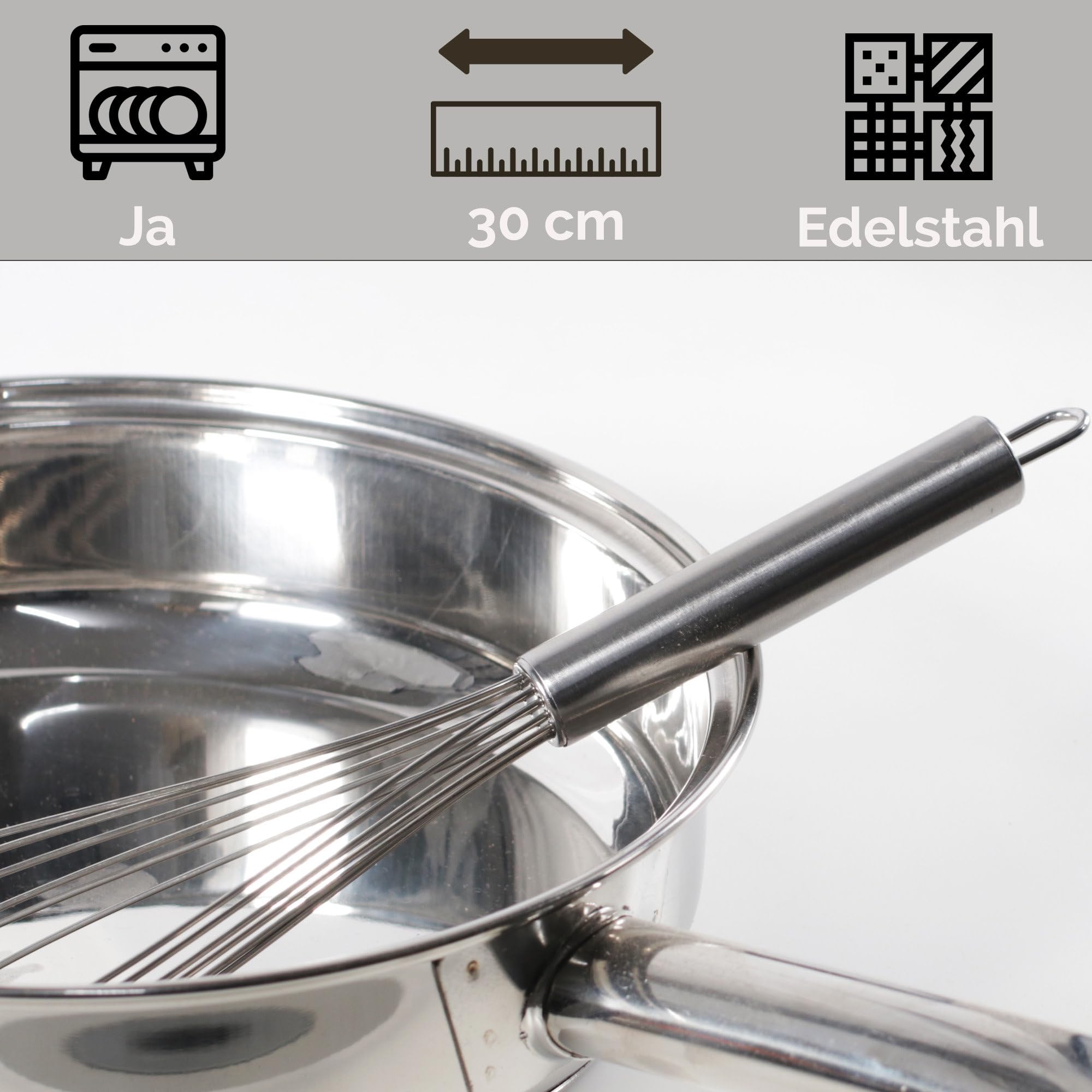 Mini garde - whisk van roestvrijstaal met ophangoog