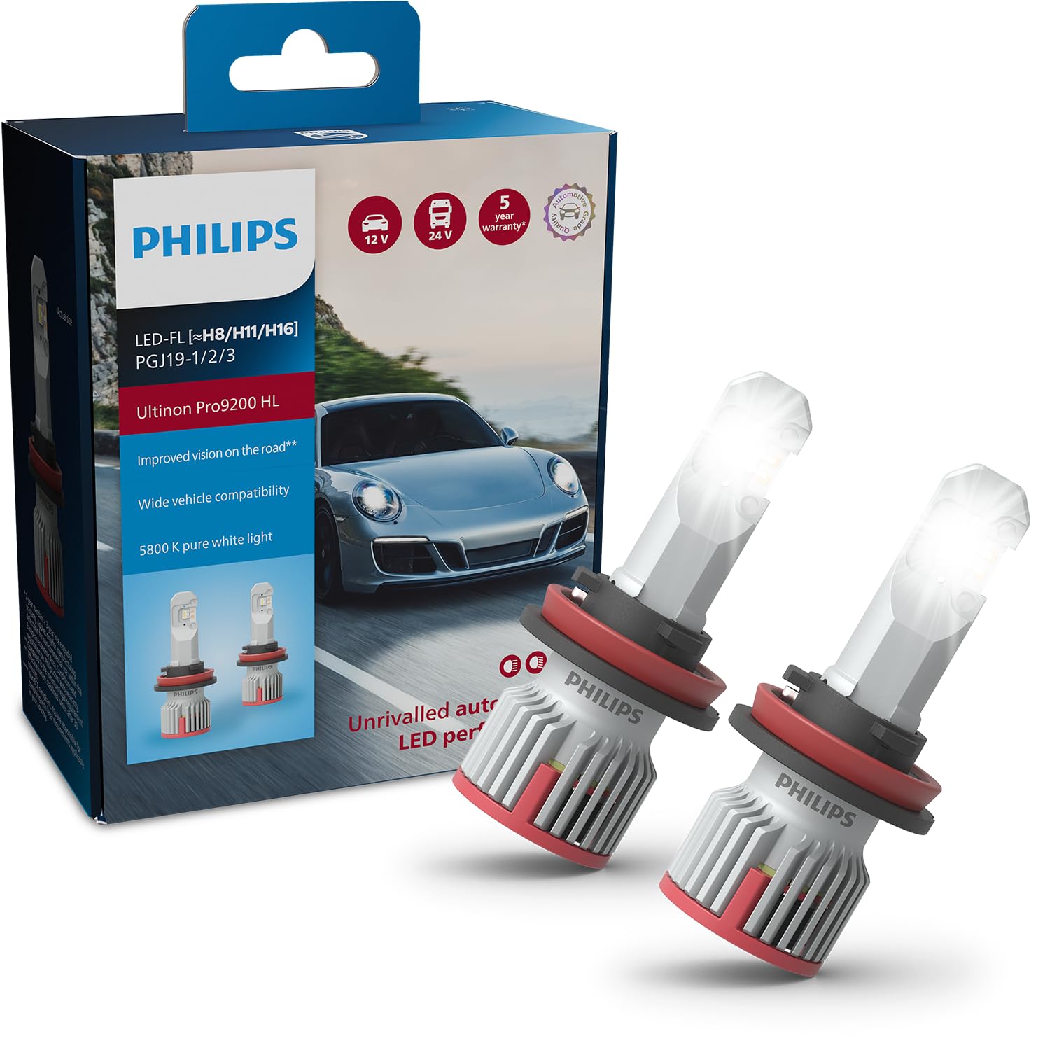 Philips Ultinon Pro9200 LED lámpara para faros de coche (H8/H11/H16), 5.800K, set de 2