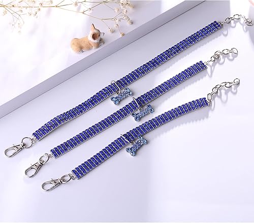 Miniatura 9 de Collar para mascotas con diamantes de imitación, collar brillante de 3 filas de diamantes de cristal, collar de boda con diamantes de imitación