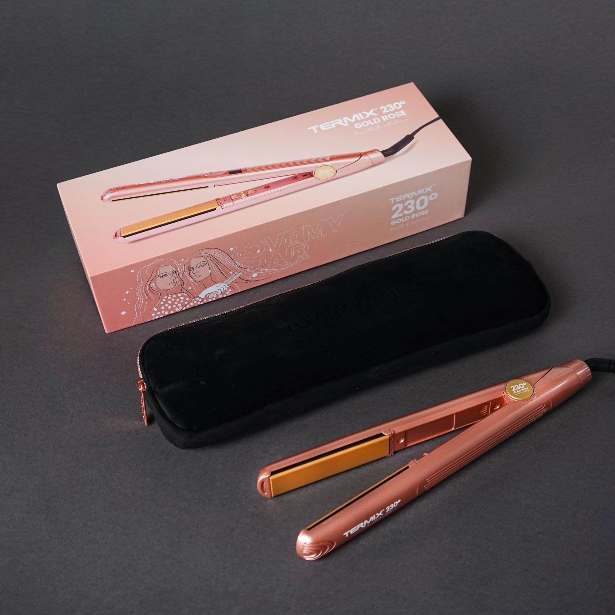 Termix Plancha de Pelo Profesional 230º de Cerámica, Gold Rose Edition. Plancha Pelo de Peluquería Profesional