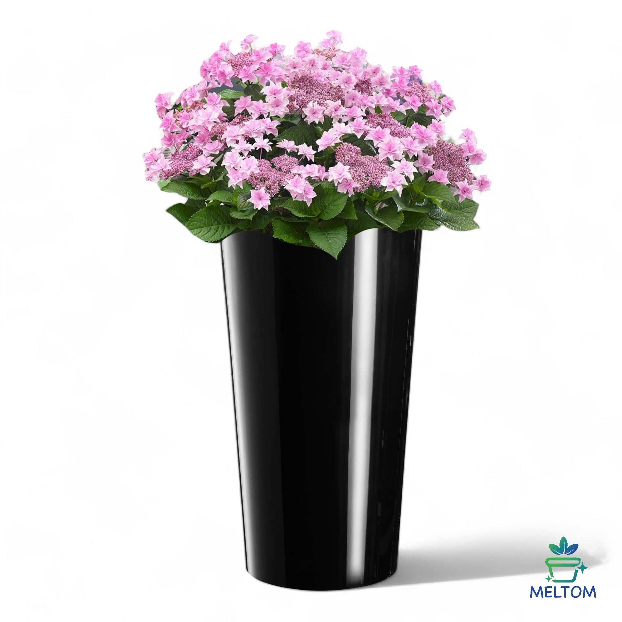 MELTOM Blumenkübel Rund Hochglanz Schwarz XXL 40 x 75 cm