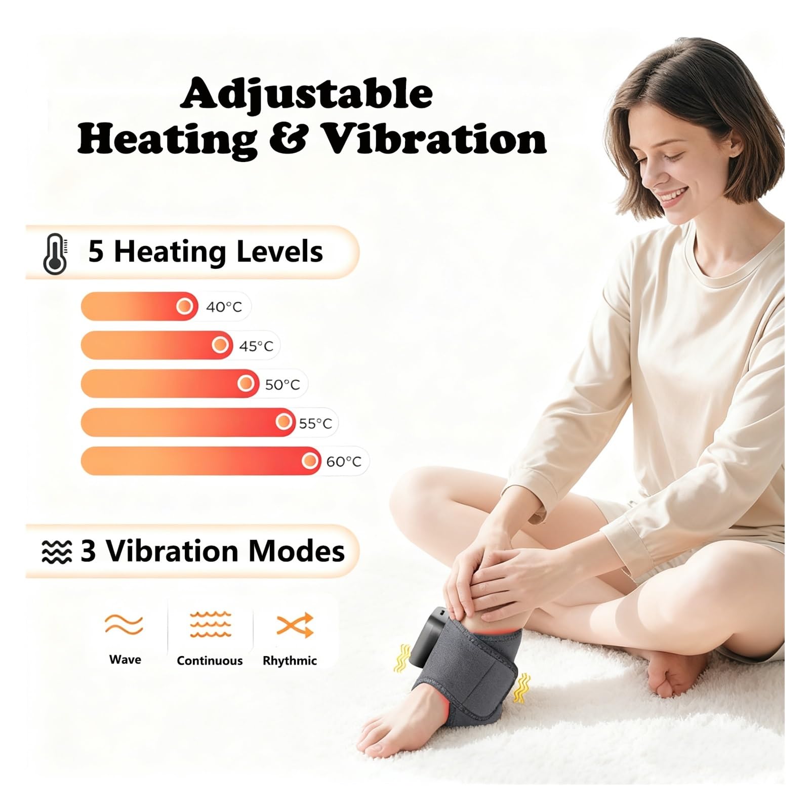Footrenew - Masajeador de triple método, tobillera térmica con 5 niveles de calor infrarrojo lejano y vibración, tobillera térmica para neuropatía y alivio del dolor, masajeador de pies