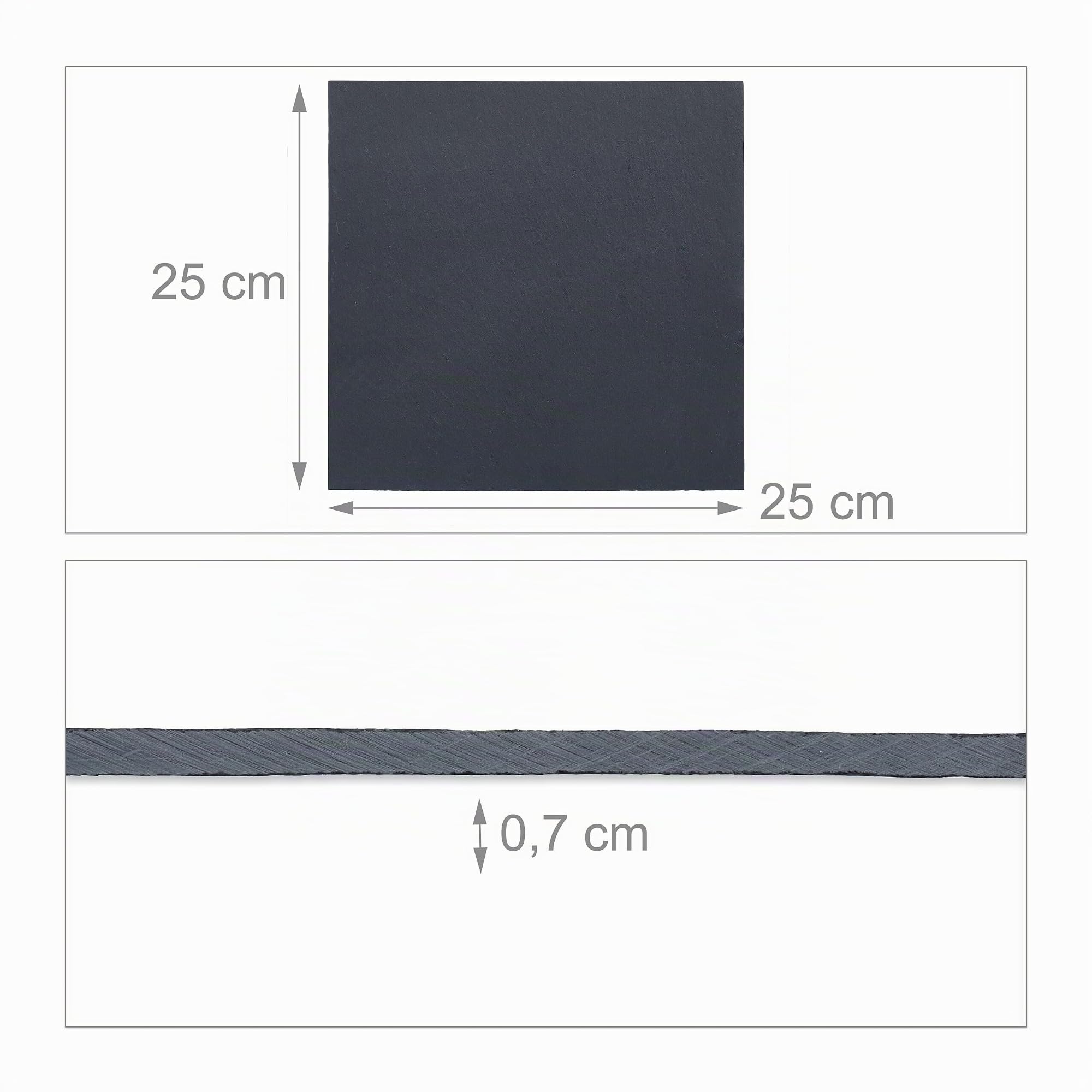 Relaxdays Plat de Service, lot 6, Forme carrée, pour Servir Fromage/sushis/Desserts, 25 x 25 cm, Noir
