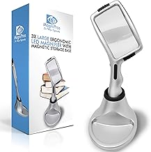 MagniPros Large 3X Magnifying Glass with 10 Ultra Bright & Dimmable LED Lights+ Magnetic Base to Store Magnifier at Ease- Best for Reading, Aging Eyes, Seniors