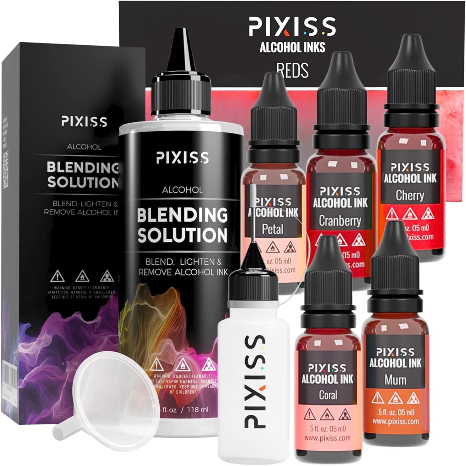 Alcohol Ink Blending Solution & Water Brush Pens Set - 4oz Blending Fluid With 6 Multi-Tip Brush Pens For Alcohol Ink Art