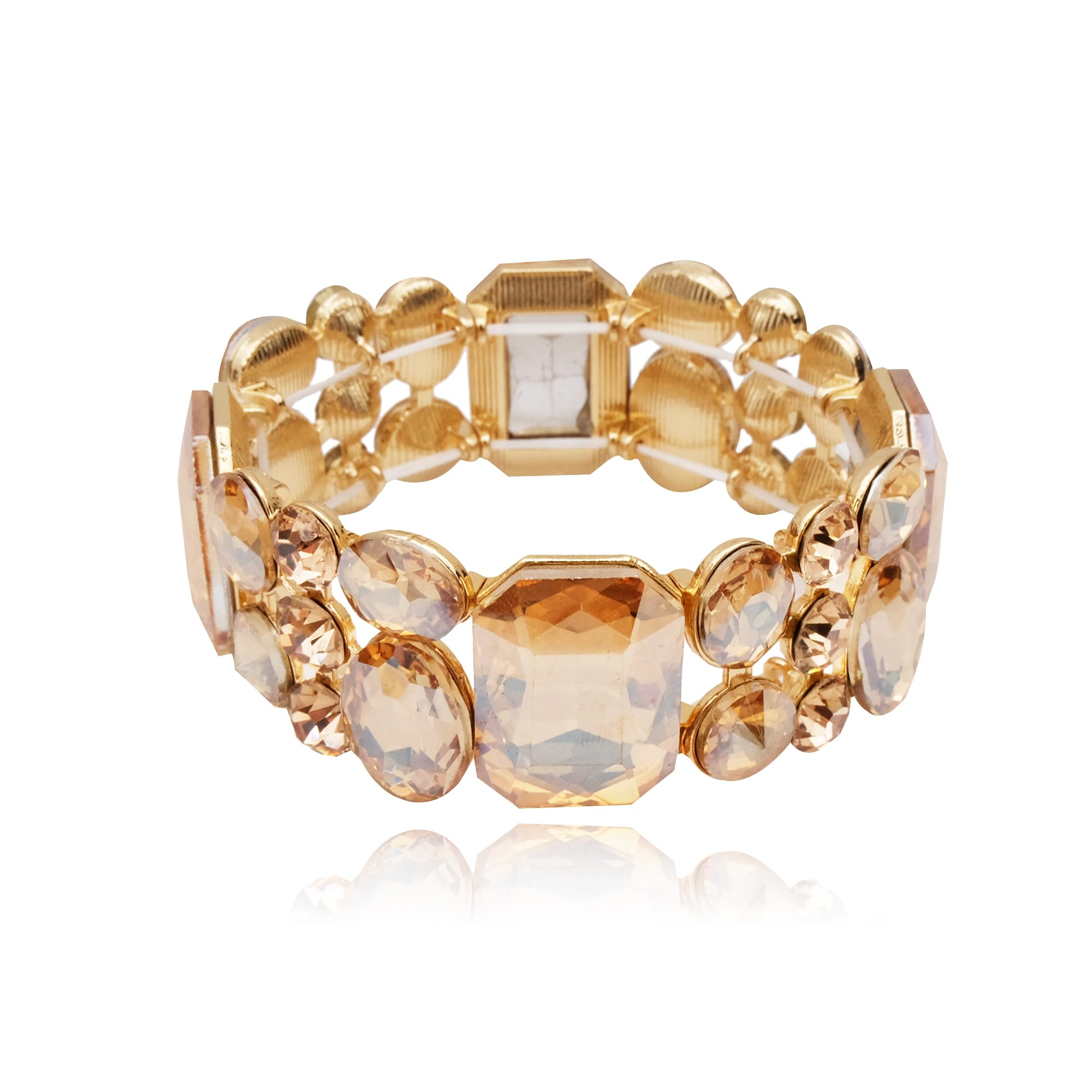 CSYWomen's Statement Stretch Wide Bangle Bracelets Austrian Crystal Art Deco Elastic Bracelet for Party Prom