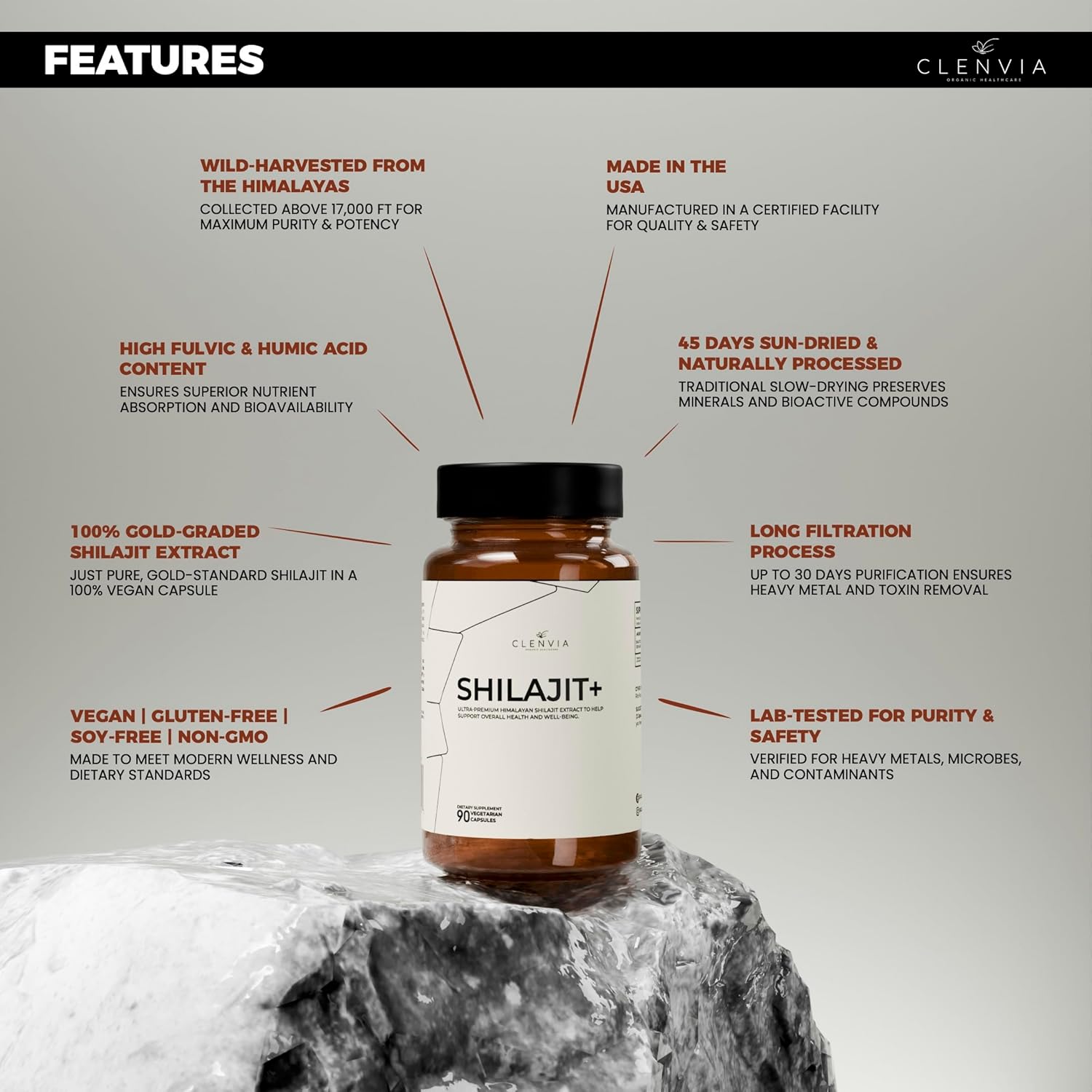 Himalayan Shilajit Extract Capsules – 90 Count | Pure Shilajit for Men & Women | Natural Energy Support