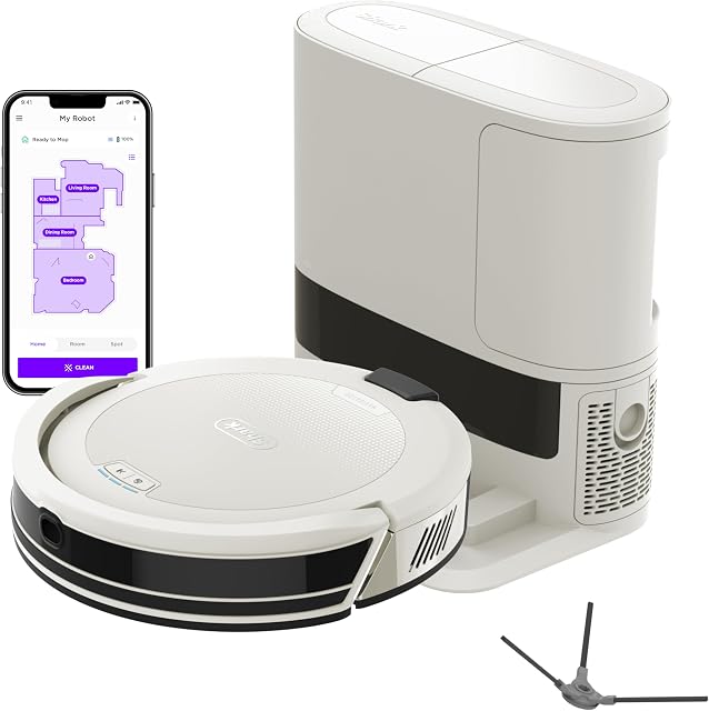 Shark Aspirateur robot Navigator, base sans sac, 30-Day Base d'auto-capacité et SmartPath Navigation, Blanc, AV2110S