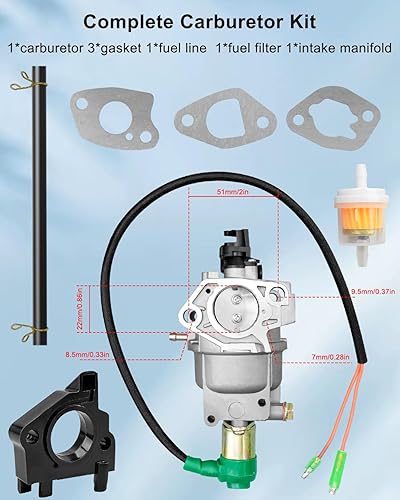 Miniatura 5 de Carburador P27-2 apto para Duromax XP10000E 18hp Honda GX340 GX390 EB3500X EM3500X EB5000X EM5000SX EB6500 EM6500SX EW171 Wen PowerPro Westinghouse