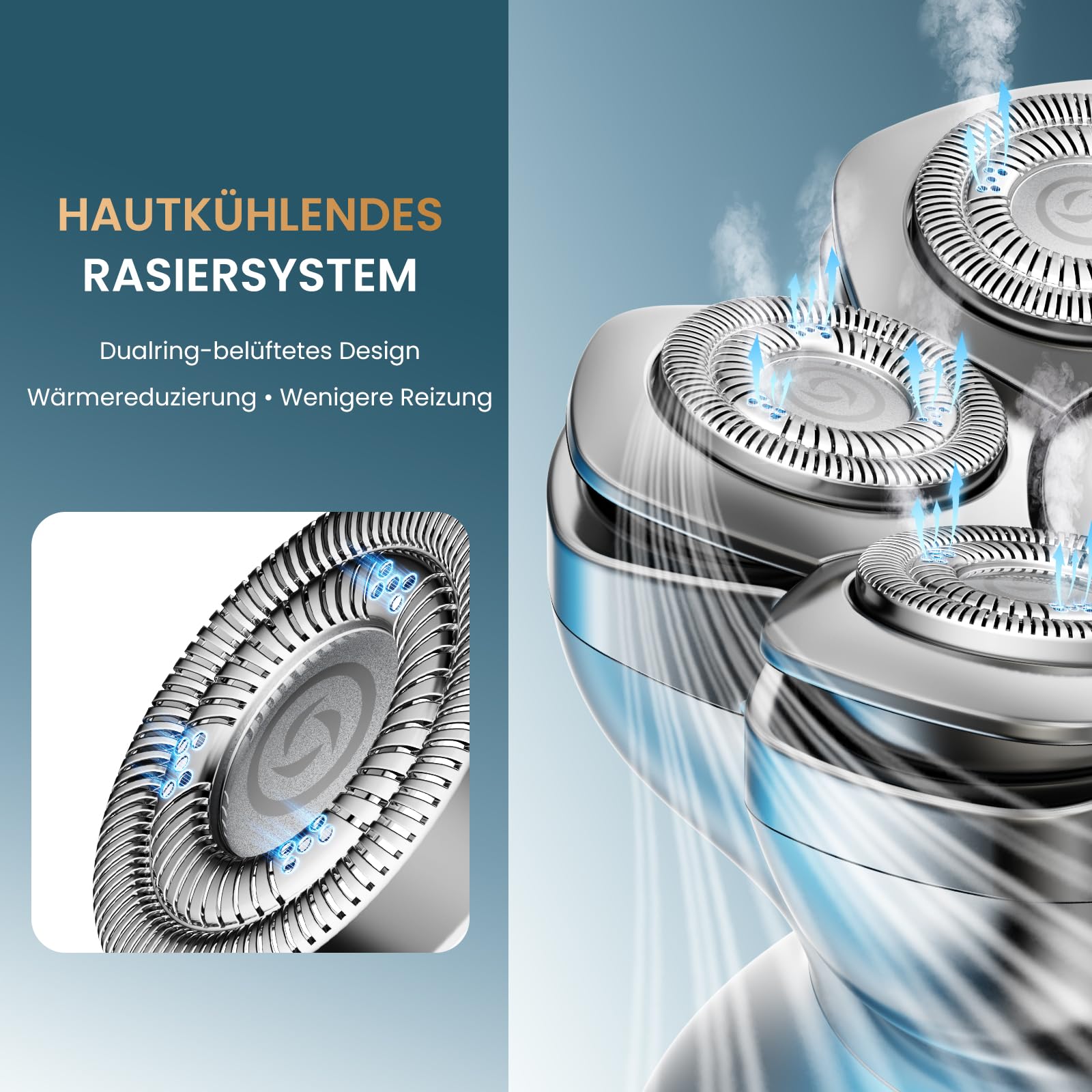 1400mAh Akku Kopf Rasierer Herren,8800RPM Silber Head Shaver Men,Typc 0 mm 7D wasserdichter Kopfhaarrasierer mit verbesserter flexibler Klinge, lange Akkulaufzeit, leicht zu reinigen