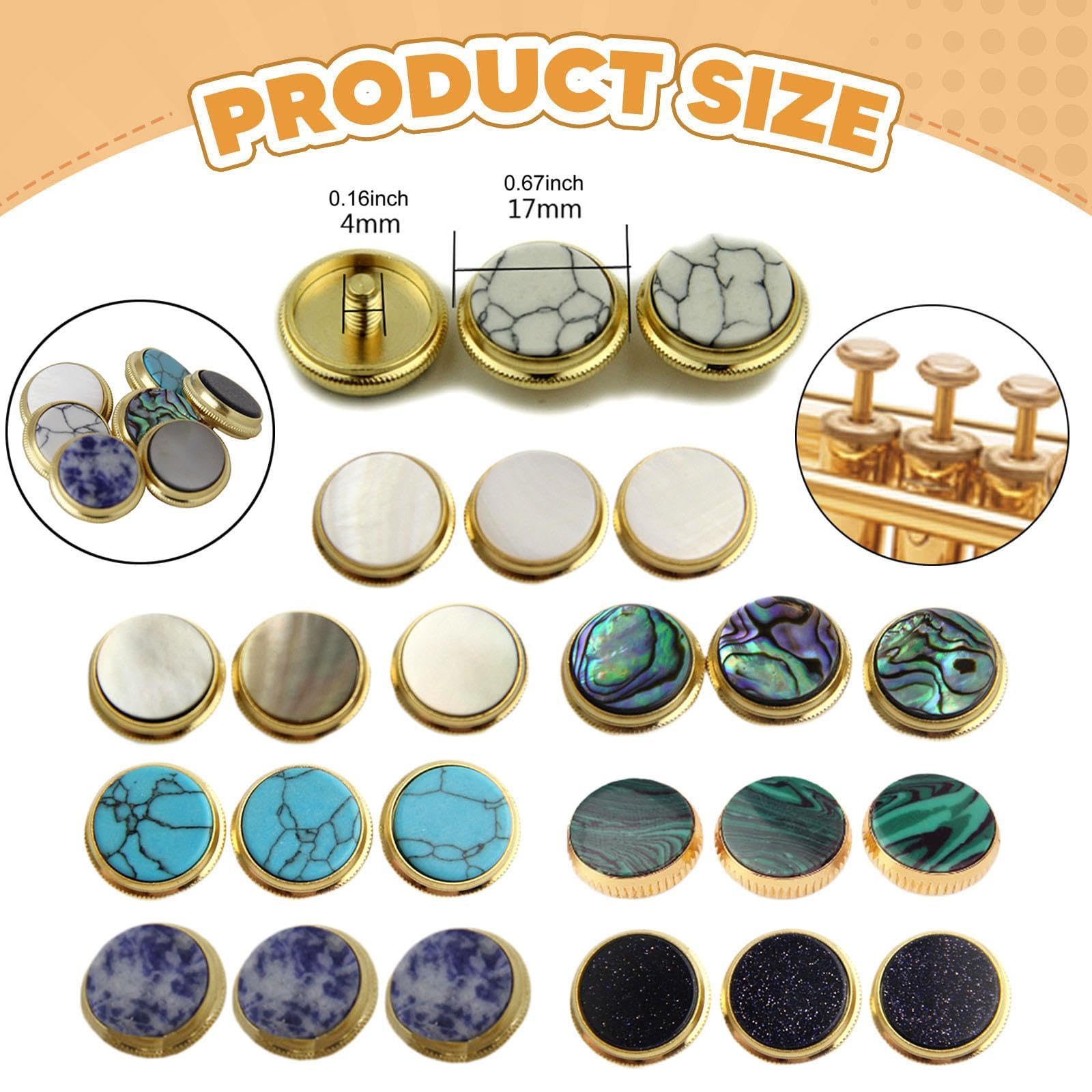 predolo Lot de 3 boutons de pistons pour trompette, accessoires en cuivre faciles à installer pour instruments de musique, pièces de pistons pour la pratique, Coquille D'ormeau
