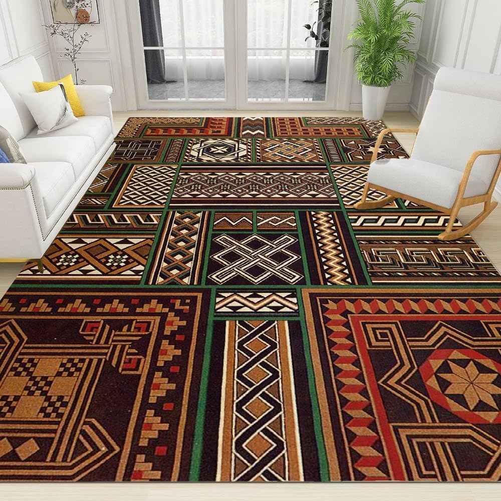 African Style Traditional Ethnic Runner Rugs 2x4 Geometric Upholstery Fit Under Door Rugs for Entryway, Kitchen Runner Rug Soft Non Slip Washable for Sink Entryway Hallways Indoor