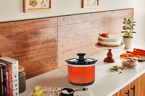 Miniatura 2 de Olla de cocción lenta mini redonda de 0.65 cuartos de galón, olla de fusión y calentador de fondue con olla de cocción de barro apta para