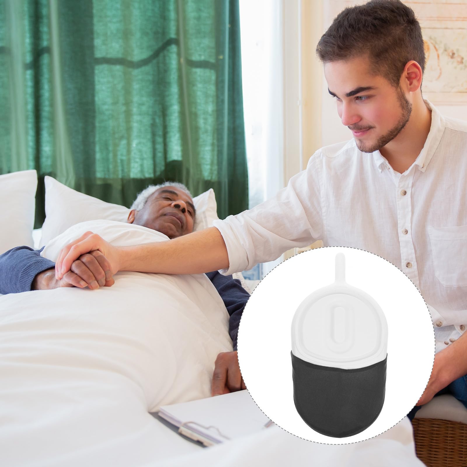 KICHOUSE Padella per Pazienti Anziani Manico in Plastica Bianca, Vaso da Notte Domestico Coperchio e Contenitore Staccabile, Orinatoio Pratico per Uso Ospedaliero e Assistenza Domiciliare