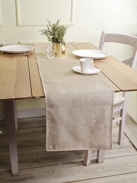 The Conversion Premium Jute Linen Natural Feel Heat Resistant Beige Color 1 Pc Table Runner 12