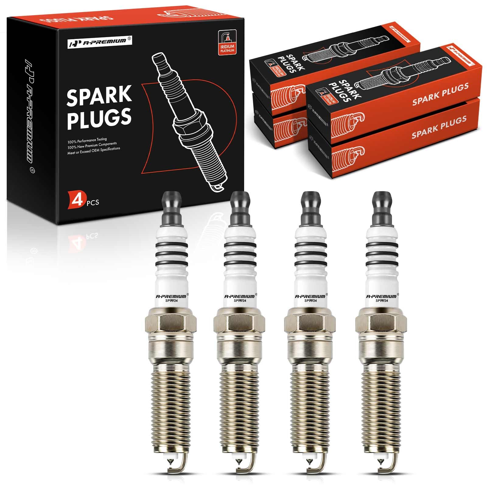 A-Premium Iridium Platinum Spark Plugs Compatible with Ford Escape 2017-2019, Fusion 2014-2020, 1.5L, Pack of 4