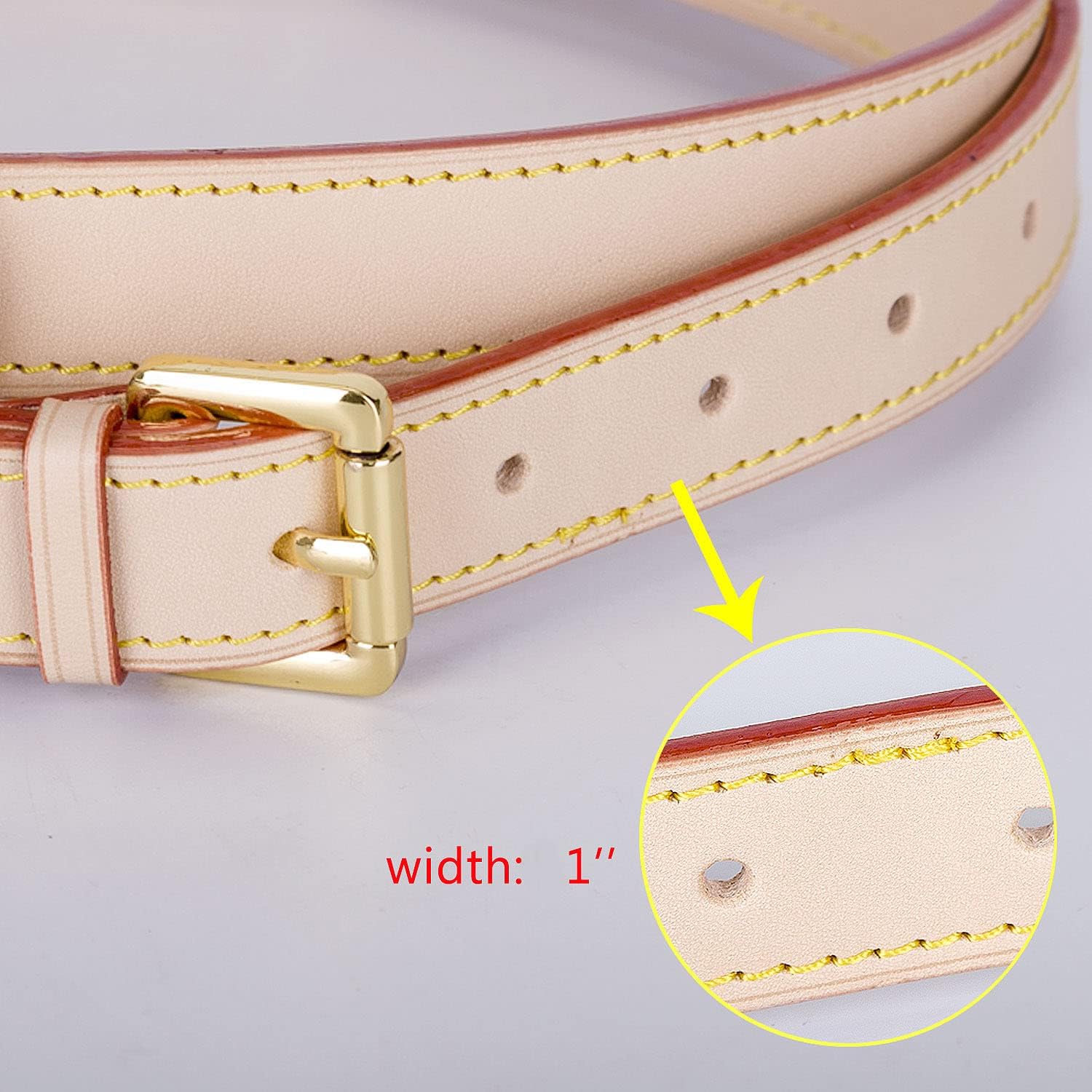 VanEnjoy Genuine Vachetta Leather Crossbody Replacement Straps for Purses Shoulder Bags (1" W Yellow)