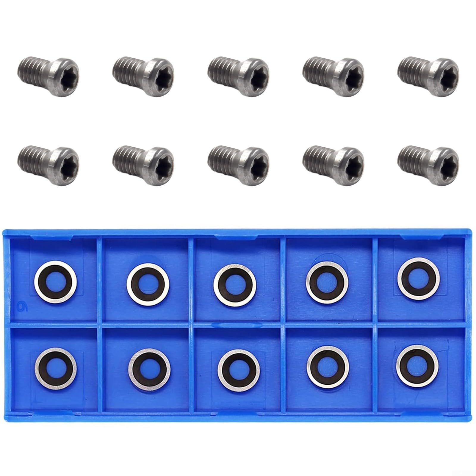10Pcs Ci5 Round Carbide Inserts 8.9mm for DIY Wood Lathe Turning Tool, Indexable Replacement Cutters with Screws,High Strength Finishing Hollow Tool