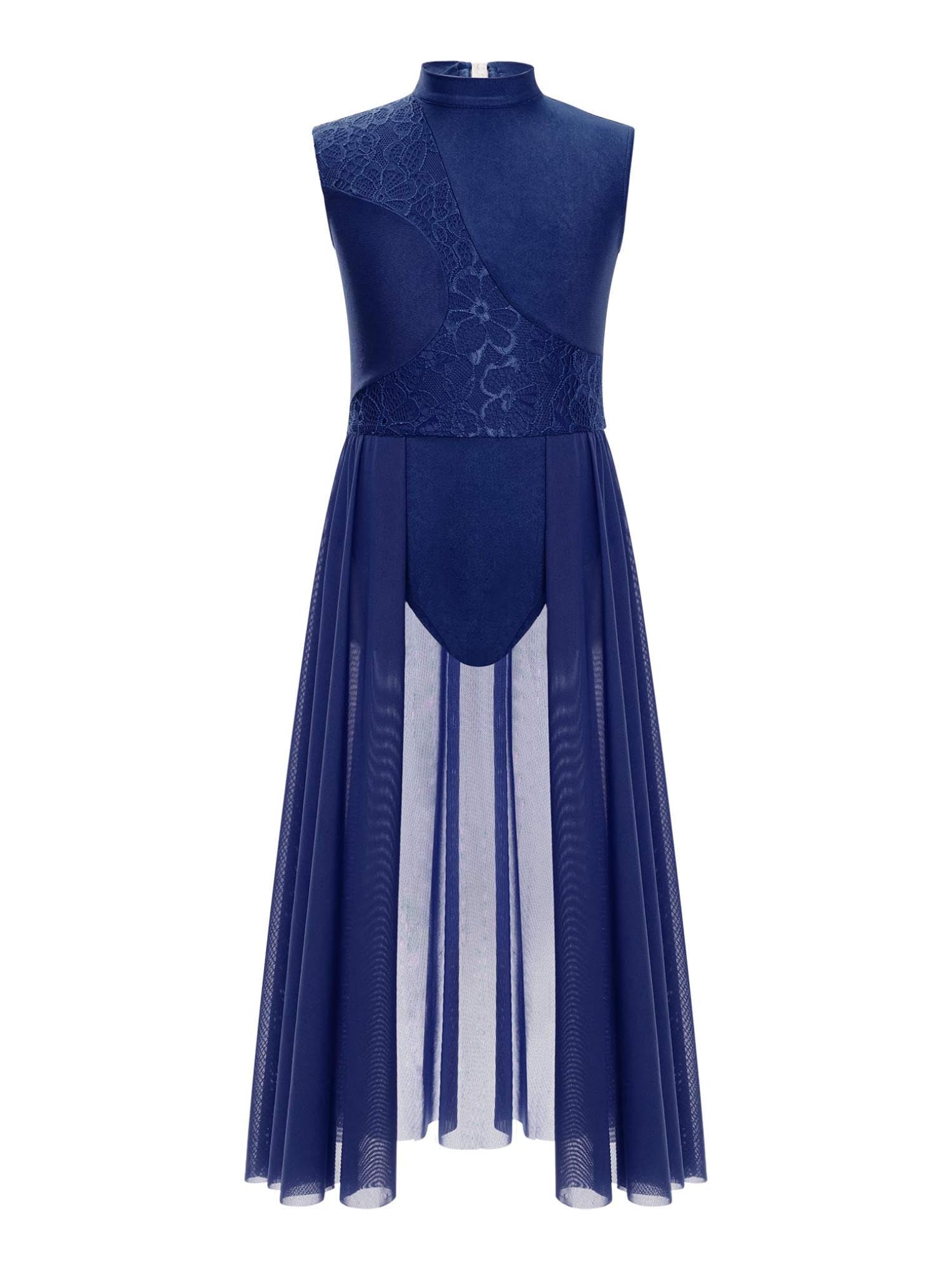 Kaerm Ragazze Vestito da Balletto Ballo Lirico Contemporaneo Senza Maniche Maxi Abito da Pattinaggio Artistico Body Danza Classica Ballerina Costume da Ballo Latino Tango