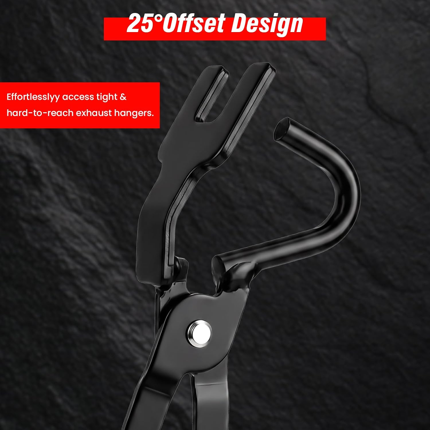 25° Offset Exhaust Hanger Removal Tool – Heavy-Duty Exhaust Hanger Pliers for Car/Truck Rubber Hangers, Works With Most Exhaust Systems