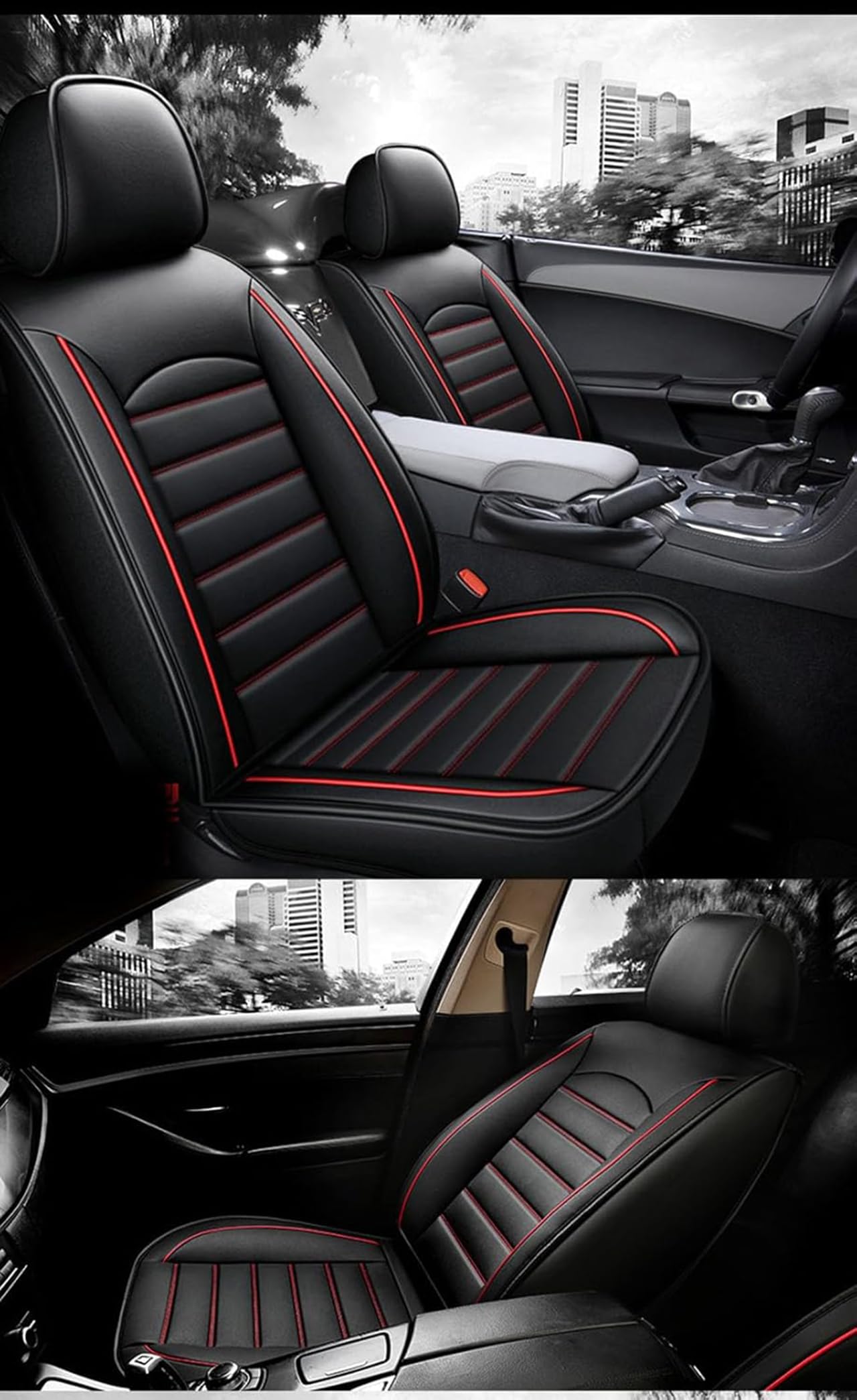 Auto Set Coprisedili per Jeep Compass 2018-2025,Pelle Set Completo Fodere Anteriori e Posteriori Copri Sedili Protezioni Accessori,Black And Red