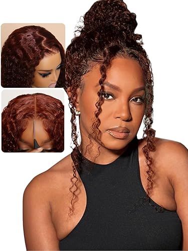 Miniatura 8 de Nadula Pelucas de cabello humano rizado con reflejos rubios degradados de 13 x 4, pelucas de cabello humano virgen brasileño 12A, pelucas de encaje