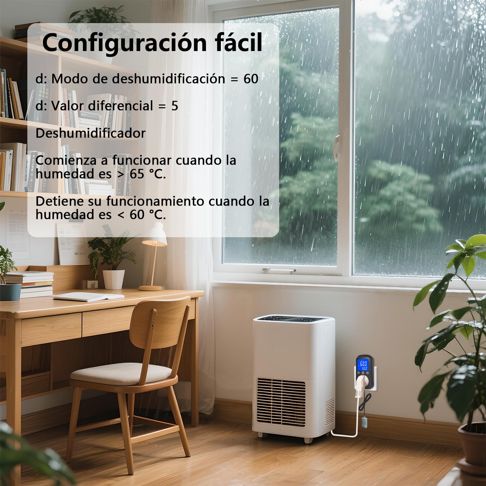 KETOTEK KT2200 Controlador de Humedad Digital con Enchufe – Higrostato Digital para Humidificador y Deshumidificador, Ideal para Reptiles, Incubadora, Invernadero