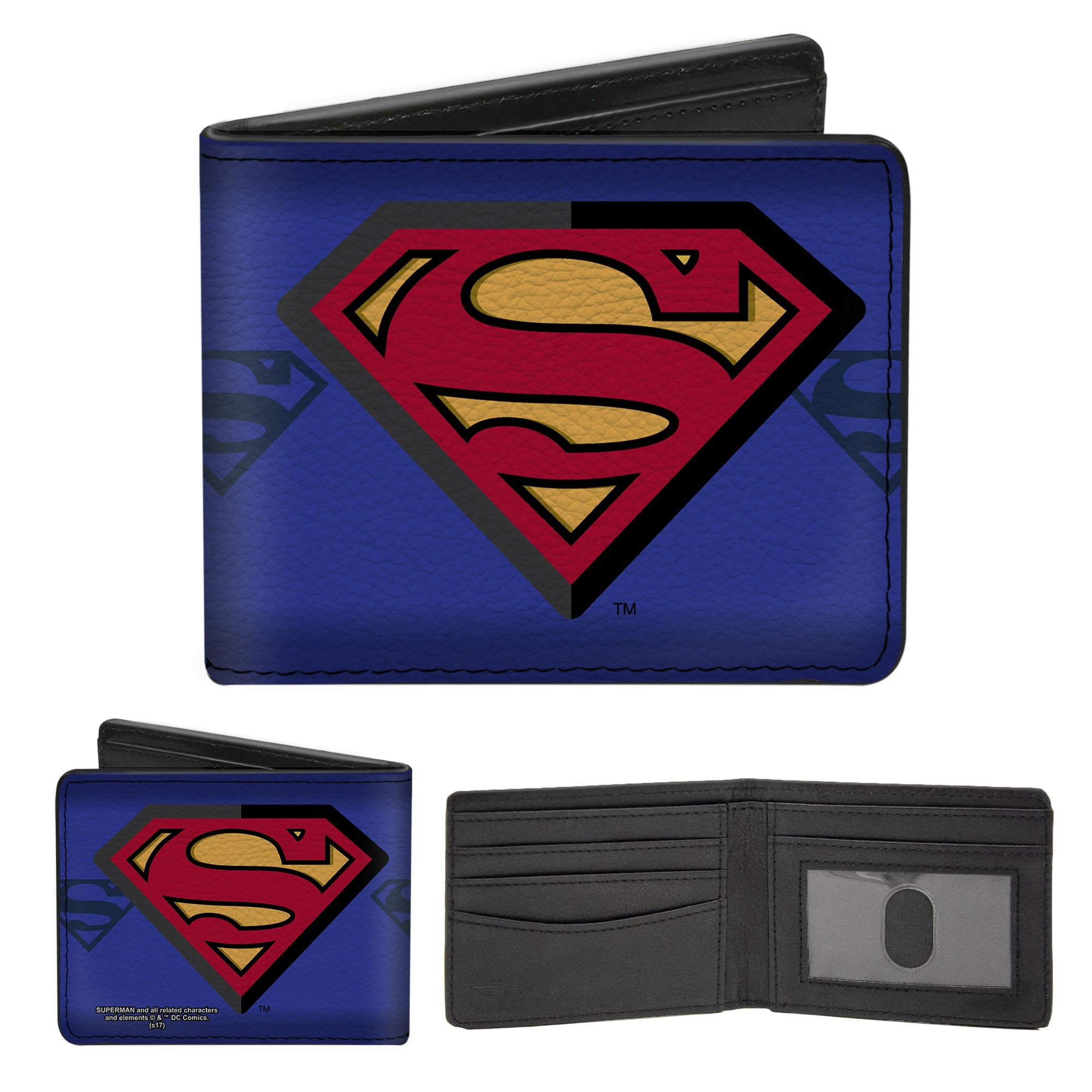 Buckle-Down Men's Bifold Wallet Superman Bi-Fold, Multicolor, 4.0" x 3.5"