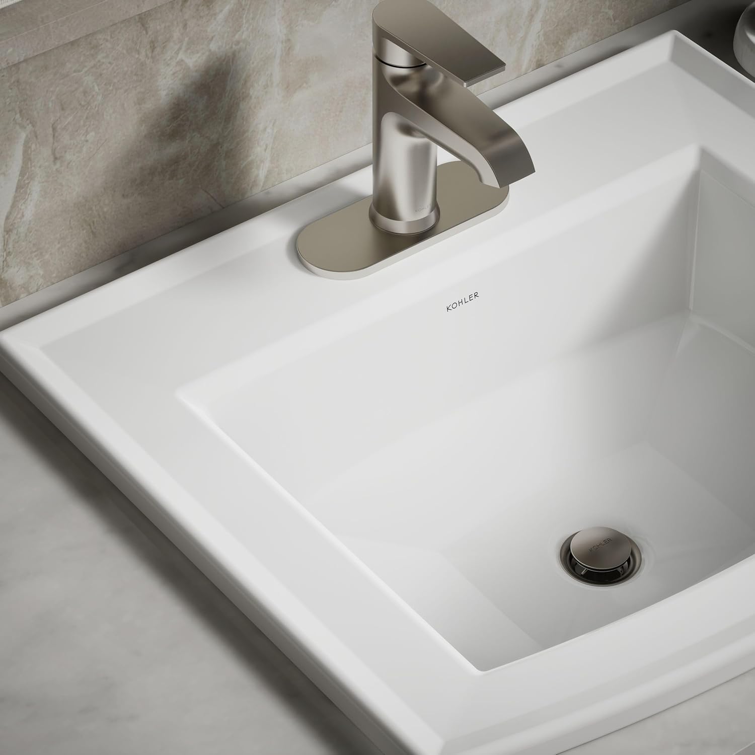 Kohler 2356-4-0 Archer® 22-3/4" rectangular drop-in bathroom sink, White