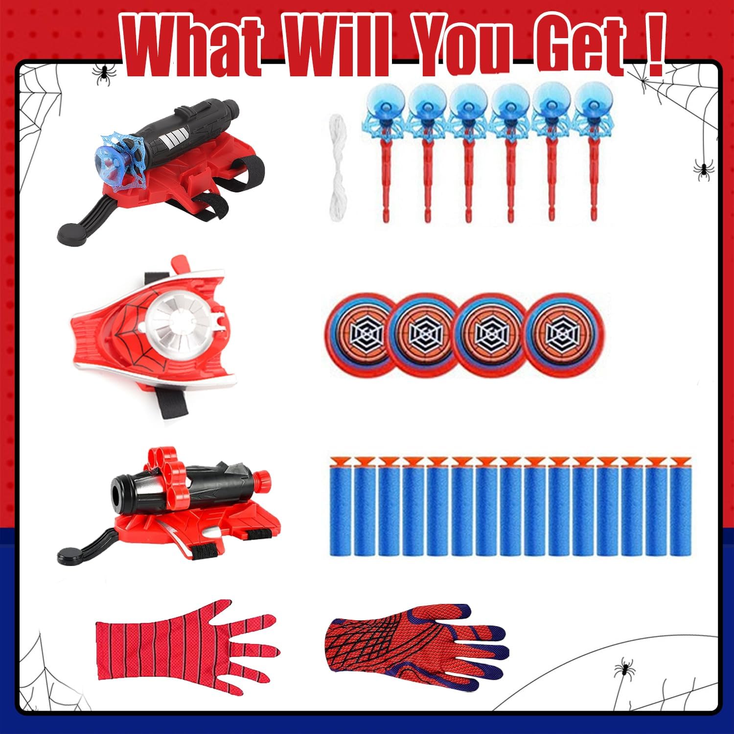 3 Sets Spider Web Shooters, Superhero Web Shooter for Kids, Cosplay Launcher Gloves with Wrist Toy Set, Imaginative Play Toy for 3 4 5 6 7 8 Year Old Boy - Image 2