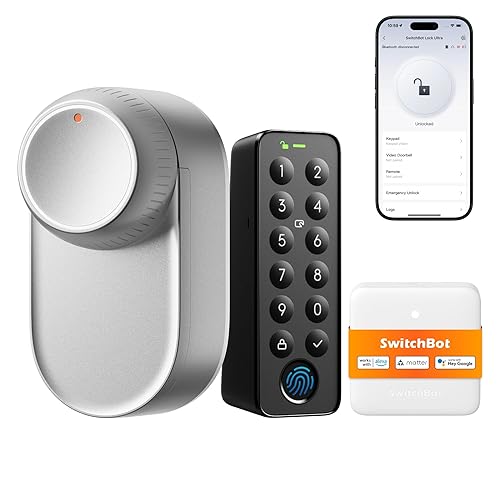 SwitchBot WiFi Smart Lock Ultra Con Tastierino Touchscreen, Serratura Smart Con Impronte Digitali, Serratura Elettronica Con Batteria Ricaricabile, Adatta A Porte Europee, Matter/Alexa/Google - Lock Ultra Touch Combo Argento