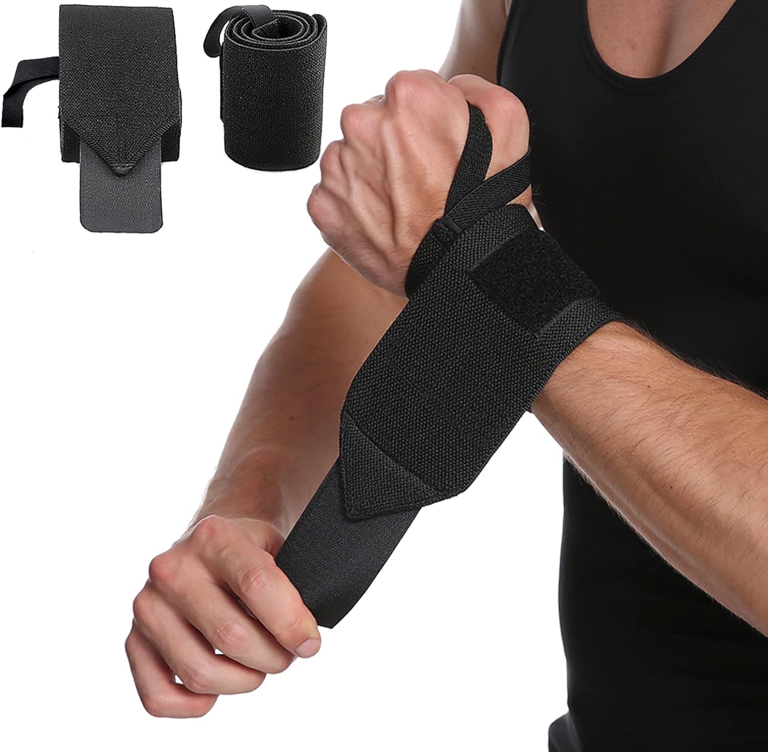SUJAYU Wrist Wraps, 2 Pack Wrist Brace Wrist Straps for Weightlifting, Wrist Straps Lifting Straps Wrist Weights Carpal Tunnel Wrist Brace, Wrist Brace for Working Out Gym Accessories for Men (Black) : Sports & Outdoors