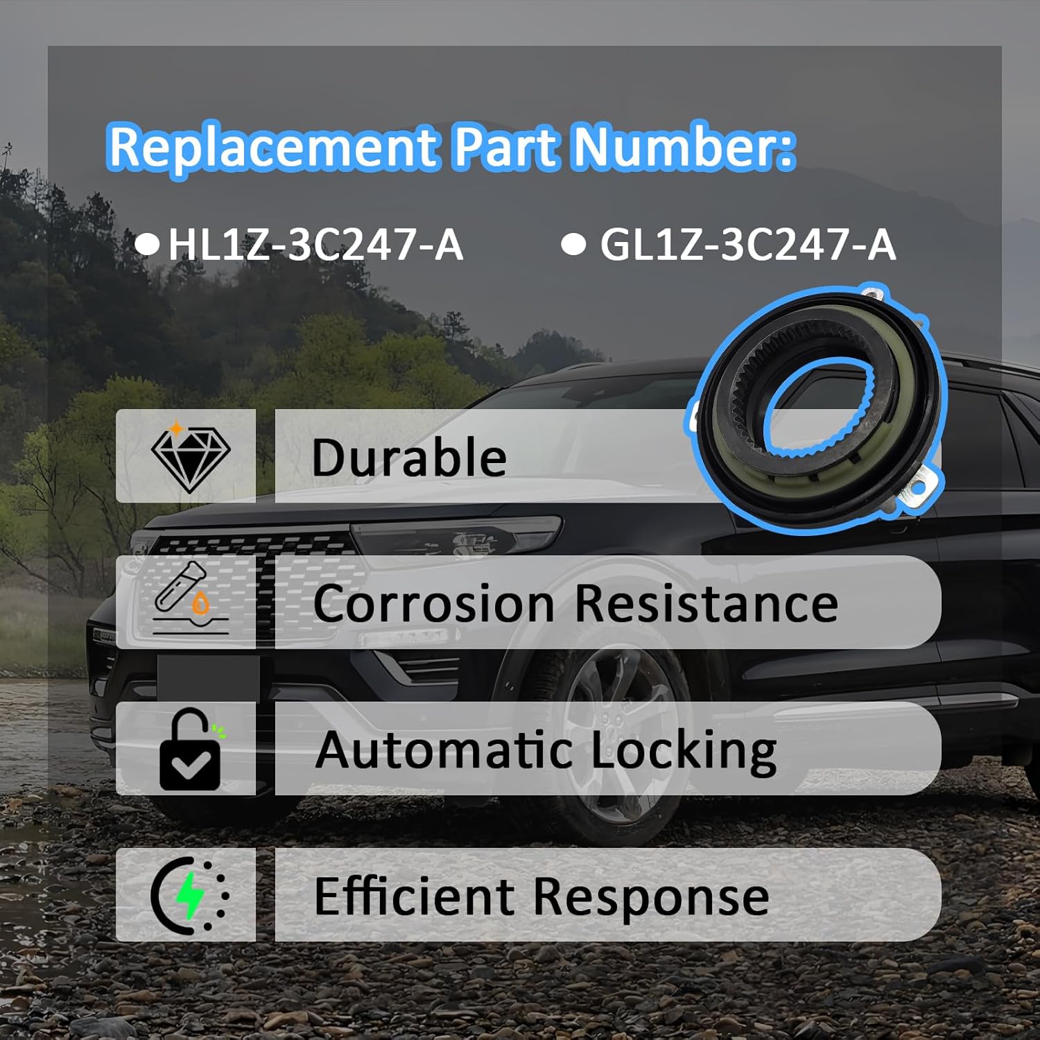 HL1Z-3C247-A 4Wheel Drive 4x4 4WD Hub Auto Locking Actuator | Compatible with Ford F150 2016-2020, Expedition 2016-2018 & Lincoln Navigator 2016-2018 | Direct Replacement for GL1Z-3C247-A