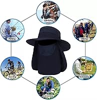 Vista 5 de Sombrero de pesca para hombre, sombrero de sol 3 en 1, sombrero de verano de ala ancha, sombrero de safari Boonie con solapa para el cuello
