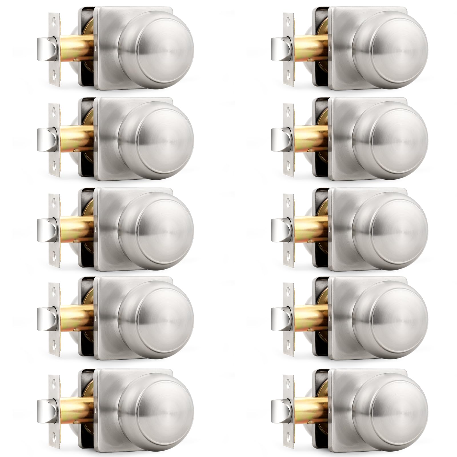 Brushed Nickel Passage Door Knobs - 6 Pack -15