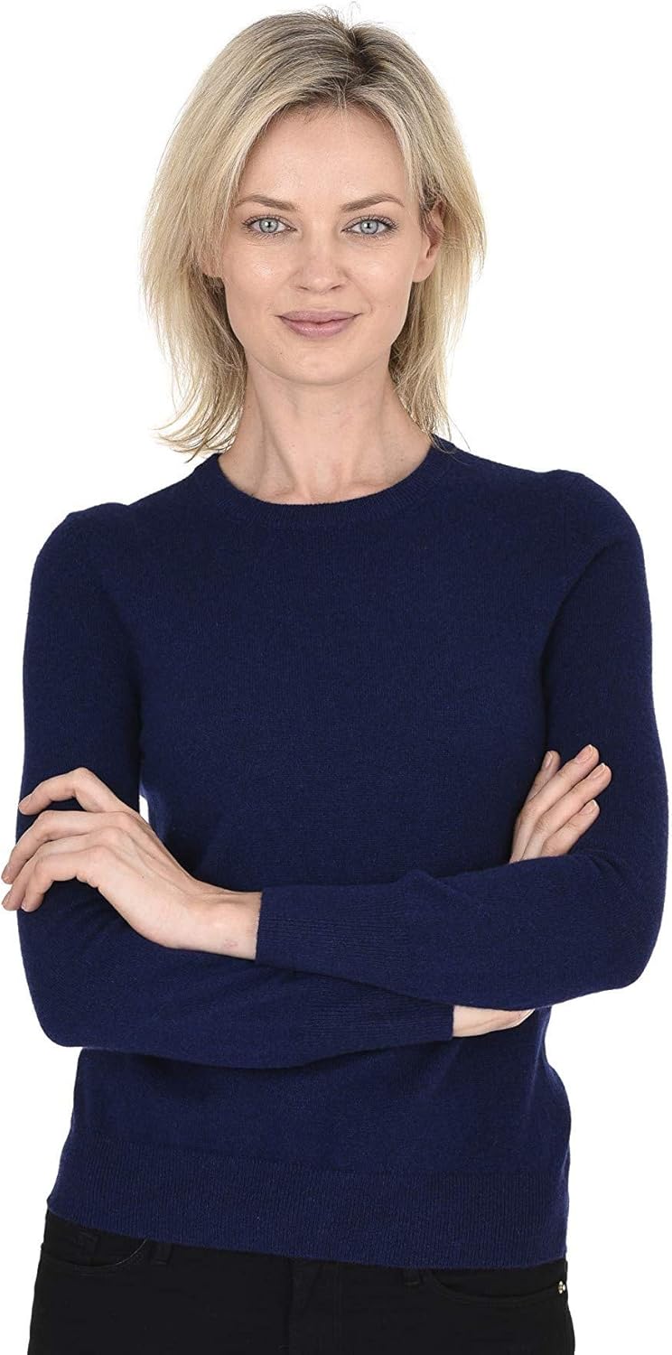 Cashmeren Women’s Basic Crewneck Sweater 100% Pure Cashmere Long Sleeve Round Neck Pullover