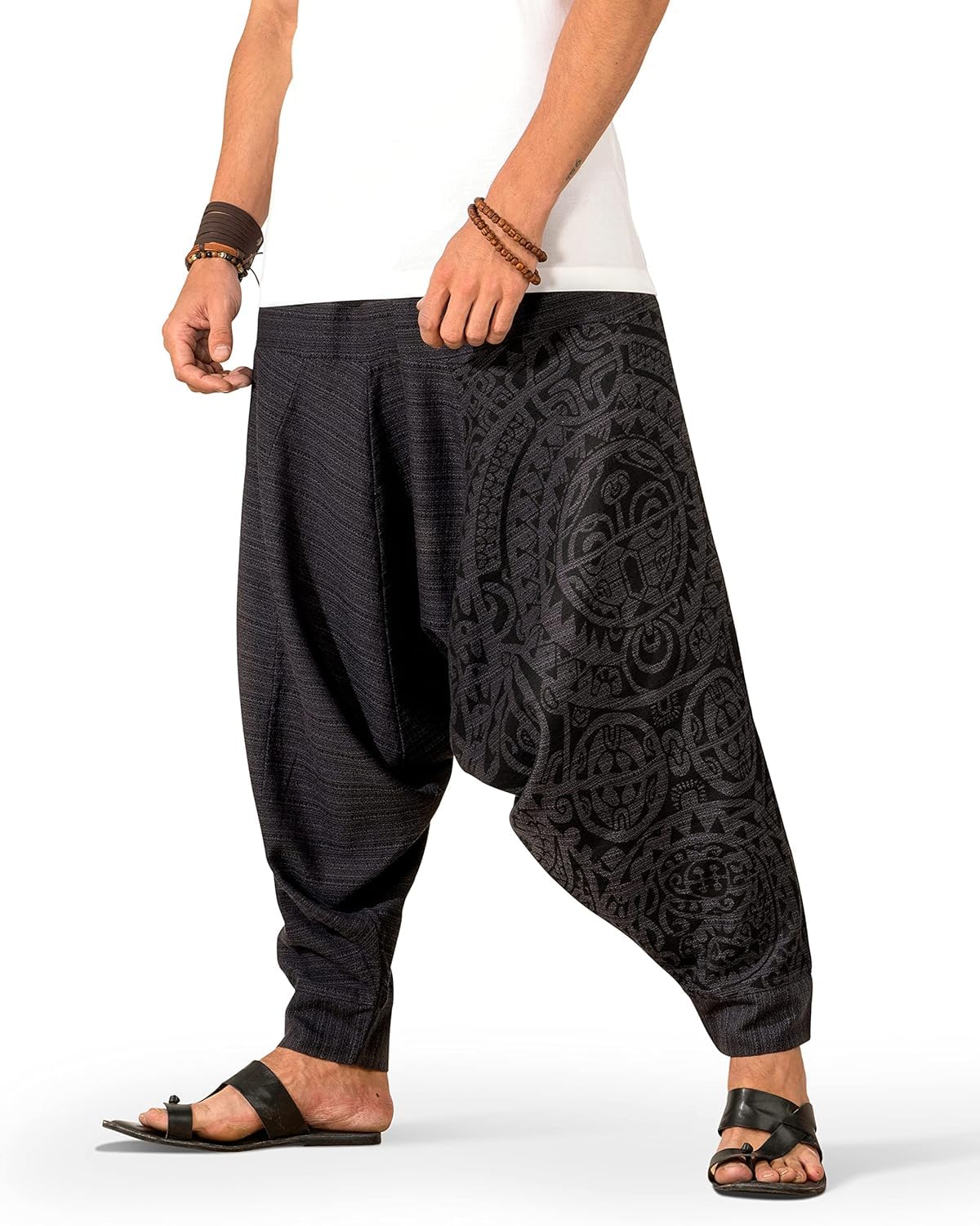 The Veshti Company Men's Harem Pants with Pocket for Dance, Boho Hippie Cotton Oversized Tribal Asian Style Outfit for Men