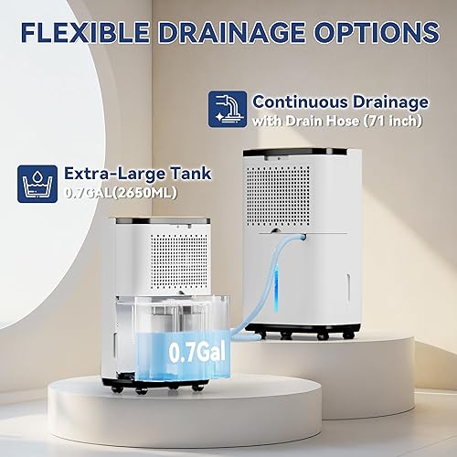 Miniatura 3 de Deshumidificador de 3000 pies cuadrados para sótano con manguera de drenaje, 30 pintas grandes mejores deshumidificadores de compresor para el hogar