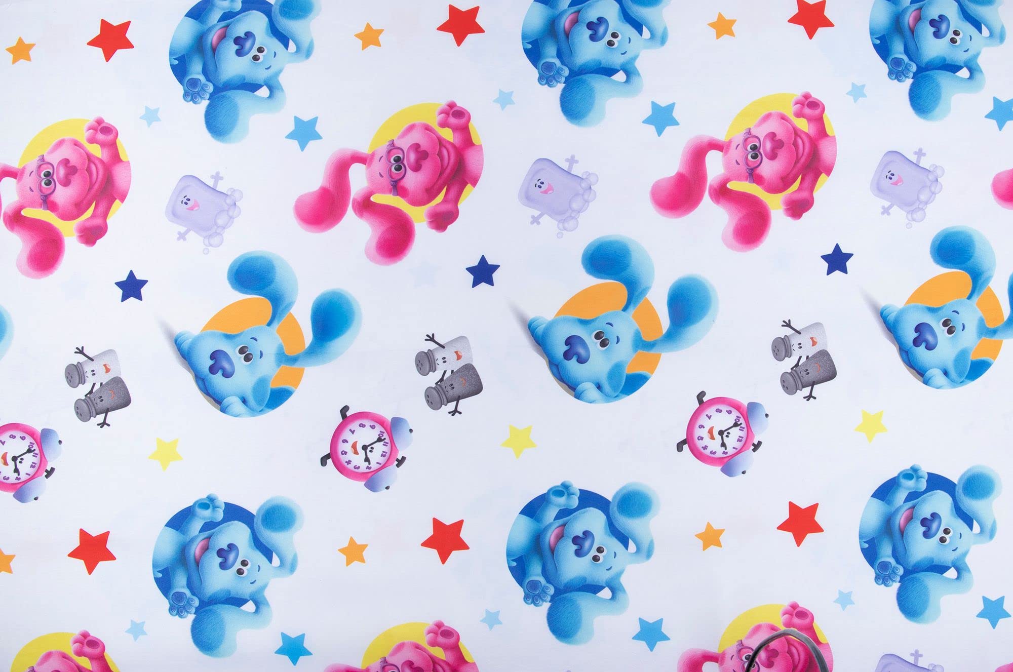 Blue's Clues 4-częściowy zestaw pościeli dla maluchów – zawiera pikowaną kołdrę, prześcieradło z gumką, prześcieradło górne i poszewkę na poduszkę – wzór postaci niebieskich wskazówek do łóżeczka