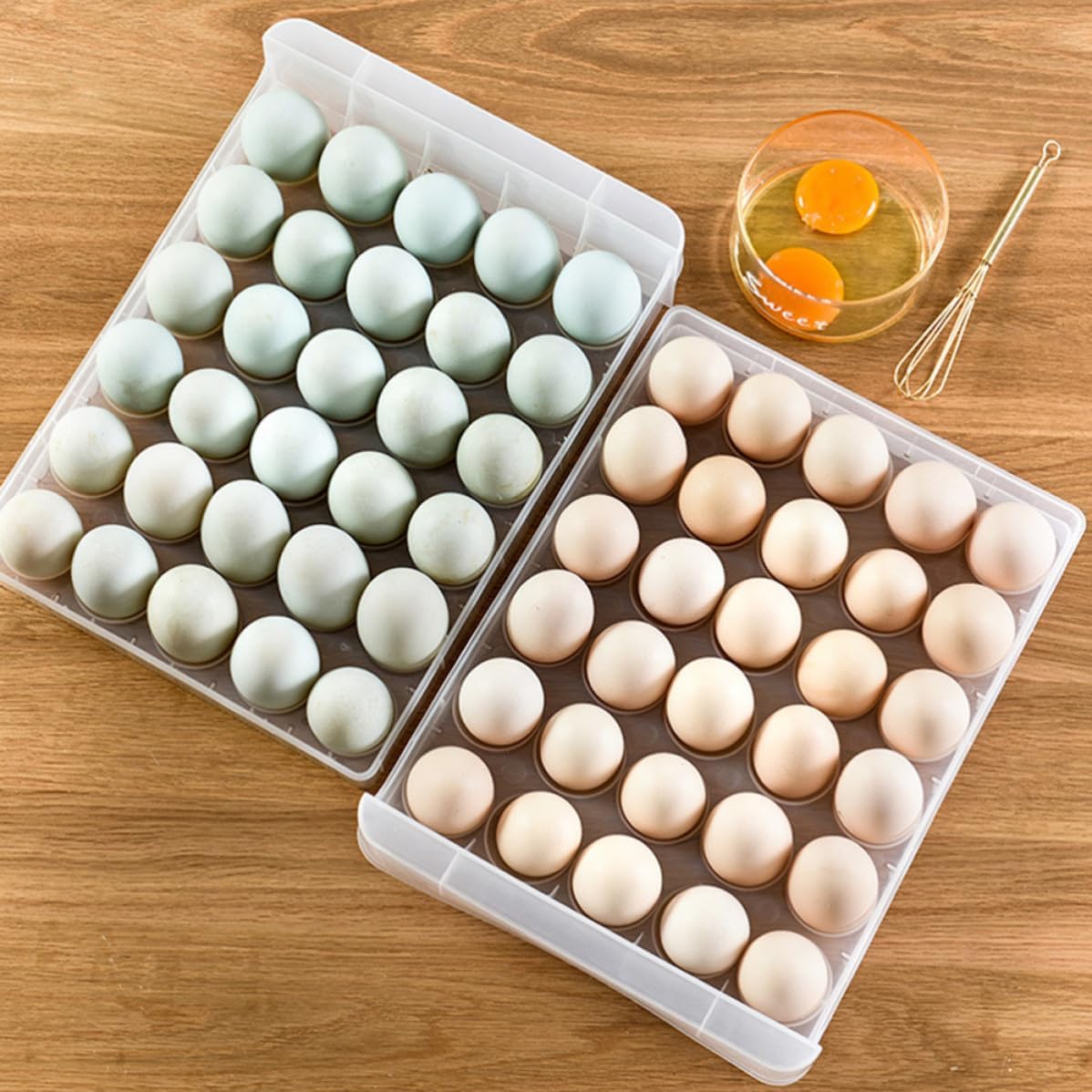 Egg Storage Box Refrigerator Organizer 60 PP Grid Double Layer
