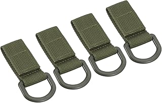 PATIKIL Belt Keeper Key Chain, 4Pcs D Type Thickening Nylon Webbing Strap Hanging Gear Buckle Key Chain Hook with Snap for Outdoor Camping, Green