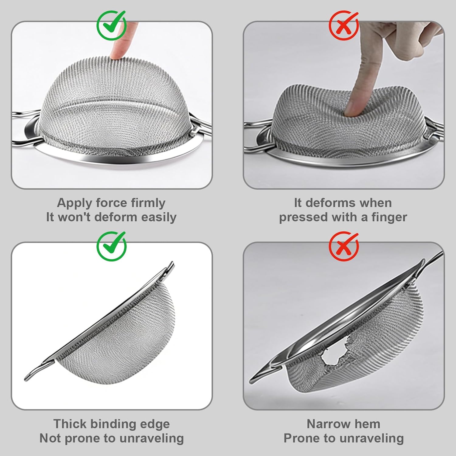 stainless steel extra ultra fine fat skimmer spoon set, very fine mesh strainer scoop, slotted ladle with holes,kitchen cooking utensil spider strainer for frying,fryer,pasta,egg,soup,oil,grease