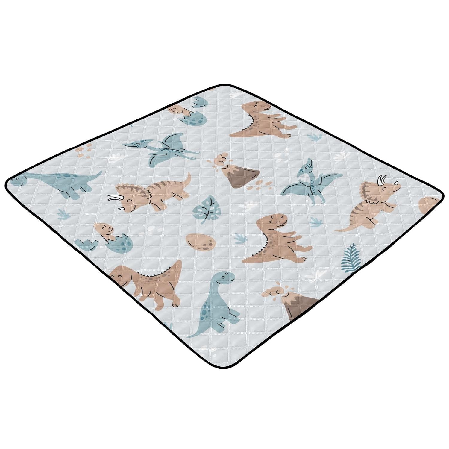 Baby Play Mat Dinosaurs Cartoon Eggs Volcanoes 50 x 50 Playpen Mat Baby Play Mats for Floor Play Gym Crawling Mat Non-Slip Cushioned Baby Playmat for Infants, Babies, Toddlers