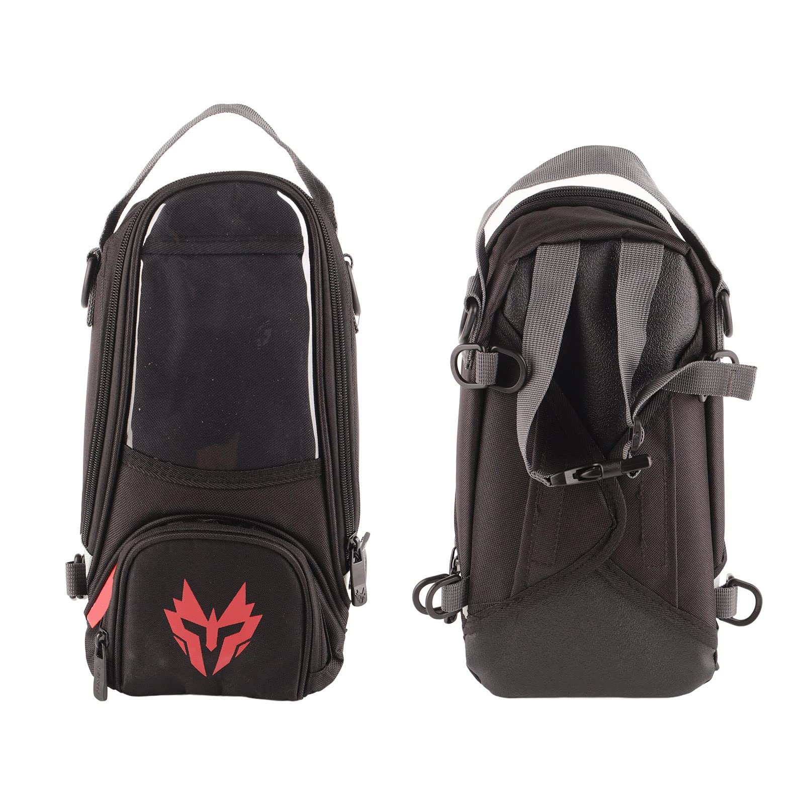 SIXRUN Motorrad Magnet Tanktasche 4.5L Oxford Tankrucksack mit Durchsichtiger Handytasche und Regenabdeckung für wasserdichte Aufbewahrung und Navigation (Rot)