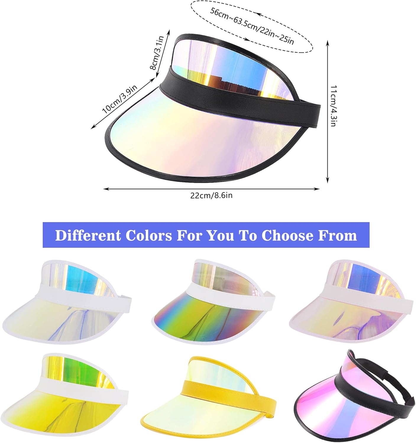 Surkat Plastics Clear Sun Visors UV Protection Hat Cap Headwear Sunhat for Golf Tennis Beach Cycle - Image 6