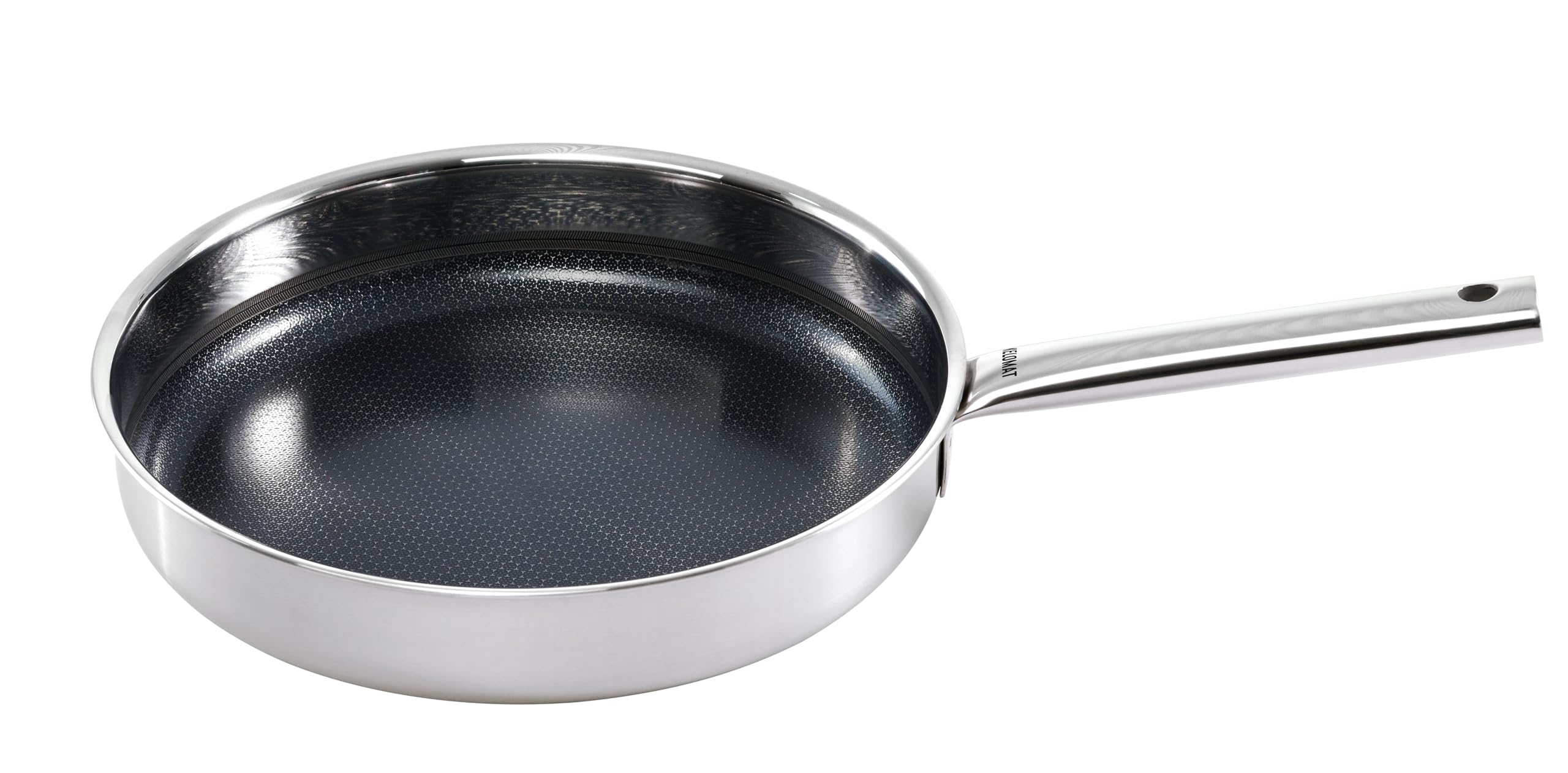 Kelomat 3524-327, Prime Edelstahl Bratpfanne, 28cm Durchmesser, mit keramischer Antihaftversiegelung und kratzfester Hexagon Wabenstruktur, alle Herdarten, auch Induktion